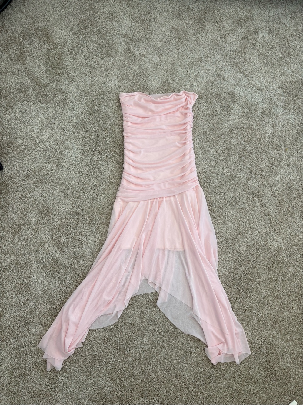Strapless Pink High-Low Dress